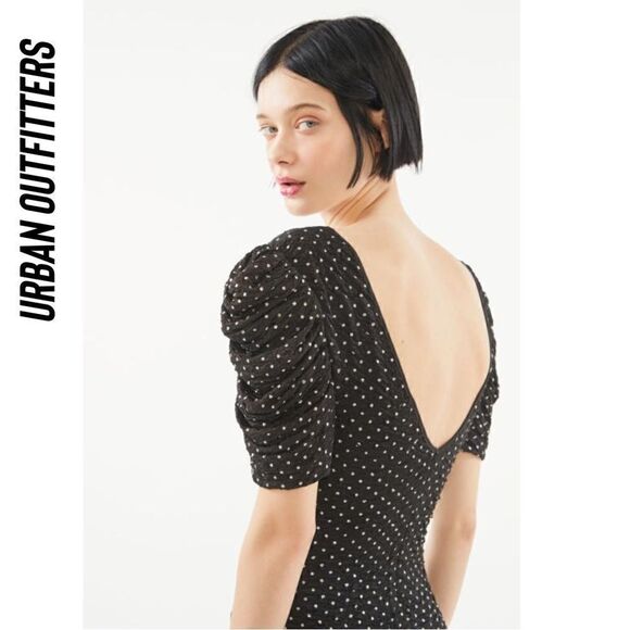 URBAN OUTFITTERS HAGUE RHINESTONE PUFF SLEEVES MINI DRESS BODYCON NEE SP - Picture 4 of 8